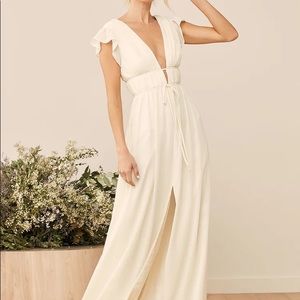 Lulus cream ruffled maxi dress- Size S